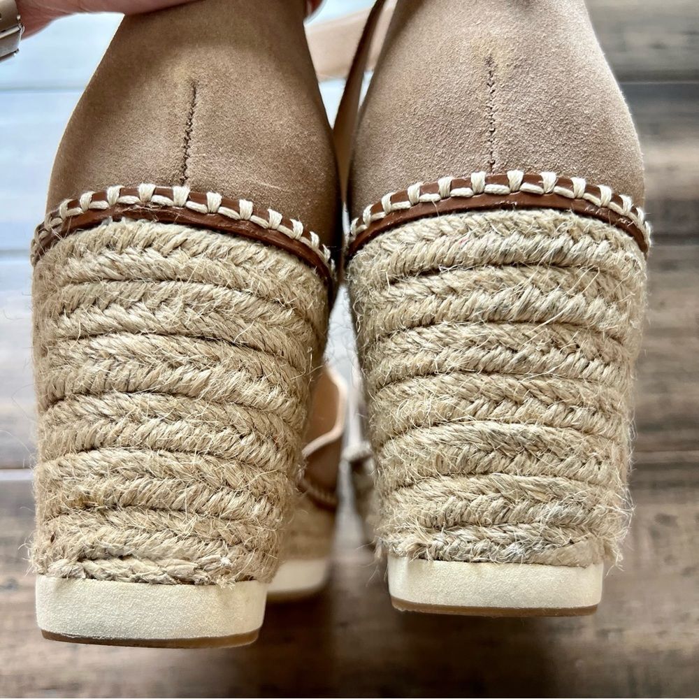 CROWN VINTAGE Daffodil Espadrille Platform Wedge Sandal Heel Tan Suede Size 10 - Picture 14 of 16
